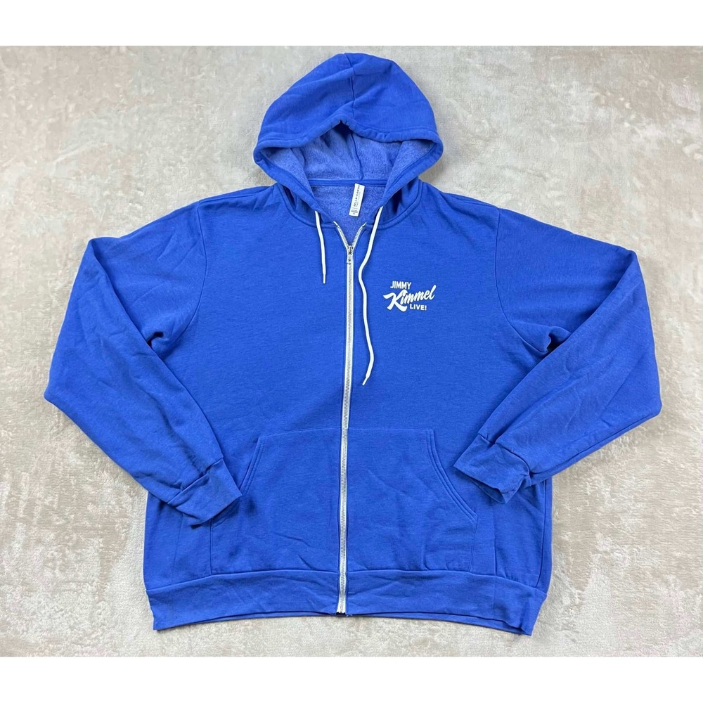 Jimmy Kimmel Live Bella Canvas Mens 2XL Royal Blue Full Zip Fleece Hoodie